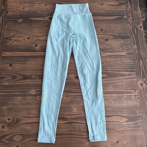 P'tula Leggings Womens XS Blue White Chevron High Waisted Athletic Stretch